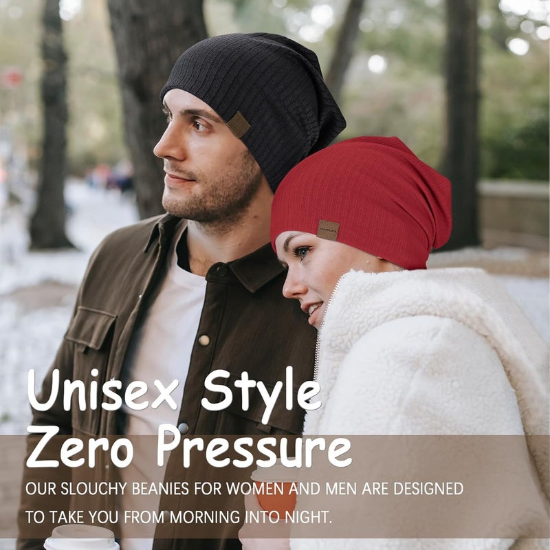 HAMUNI Slouchy Beanie for Men Women Soft Lightweight Running Beanie Hat Chemo Cap Skull Cap - Image 5